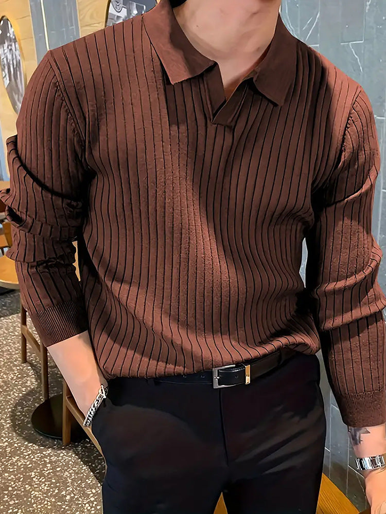 DiSandro Clothing: Men's Slim Fit Textured Knit Polo Shirt