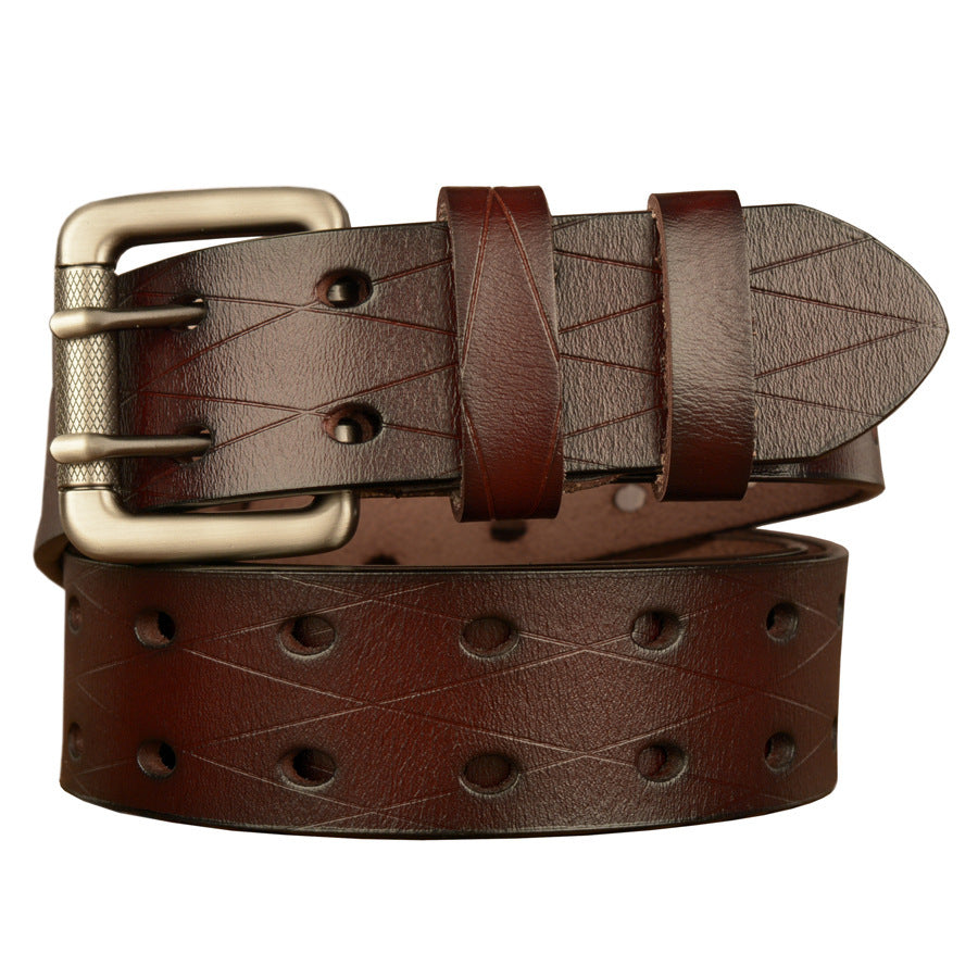 DiSandro Clothing Men's Hollow Geometric Genuine Leather Belt