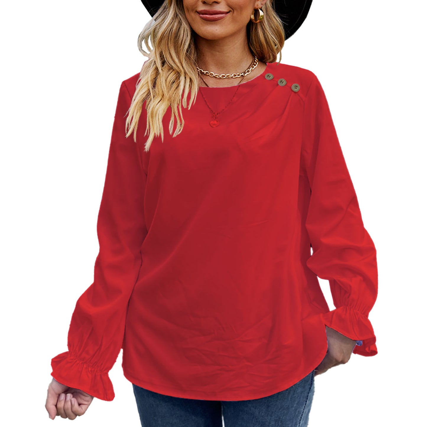 DiSandro Clothing: Women’s Long Sleeve Top with Ruffled Cuffs