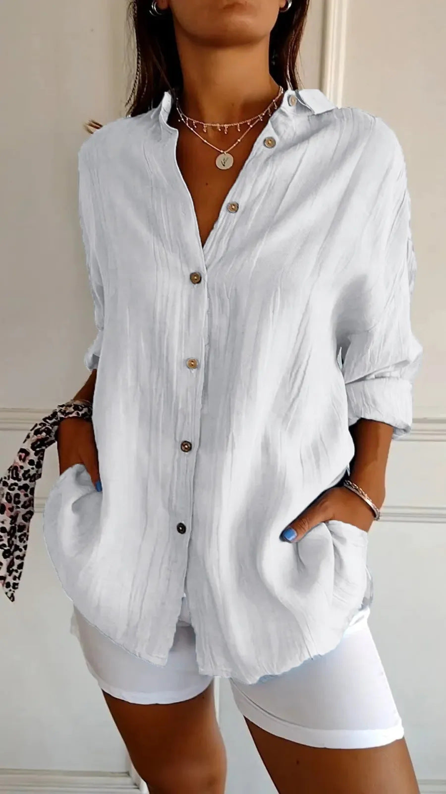DiSandro Clothing: Women's Button-Up Pleated Shirt