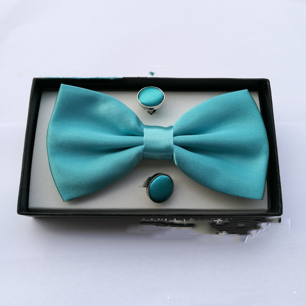 Pocket Square Cufflinks Set Men's Bow Gift Box
